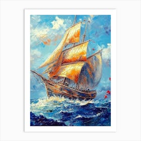 Sailboat In Sea Art Print