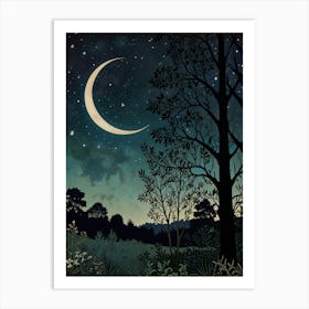 Night In The Forest Style William Morris 1 Art Print Art Print