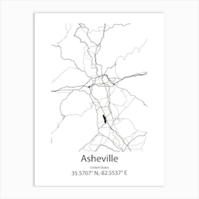 Asheville,United States Minimalist Map 1 Art Print