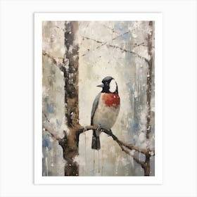 Vintage Winter Animal Painting Woodpecker 3 Art Print