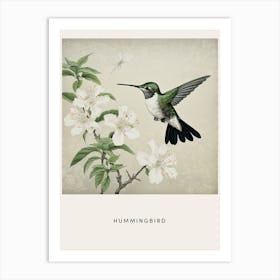 Ohara Koson Inspired Bird Painting Hummingbird 1 Poster Art Print
