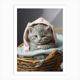 Kitten In A Basket 1 Art Print