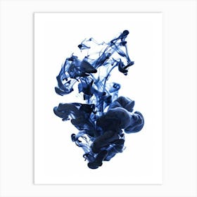 Blue Ink On White Background Art Print