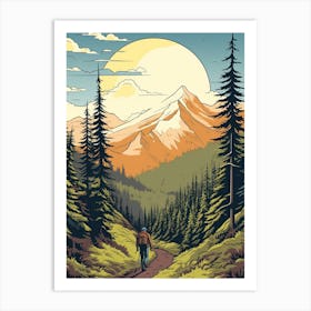 Pacific Crest Trail Usa 3 Vintage Travel Illustration Art Print