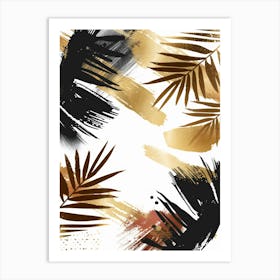 Gold And Black Palm Leaves 1 Art Print