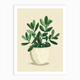 Jade Plant Minimalist Illustration 6 Art Print