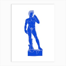 Blue David Linocut Art Print