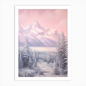 Dreamy Winter Painting Grand Teton National Park United States 1 Art Print