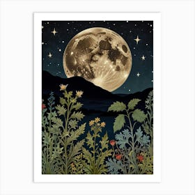 Moonlight In The Meadow Style William Morris Art Print 9 Art Print