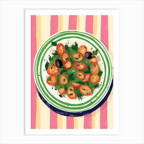 A Plate Of Tomatoes Salad, Top View Food Illustration 4 Art Print