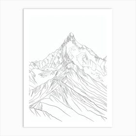 Gasherbrum Pakistan China Line Drawing 8 Art Print