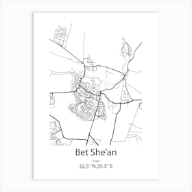 Bet She An,Israel Minimalist Map Art Print