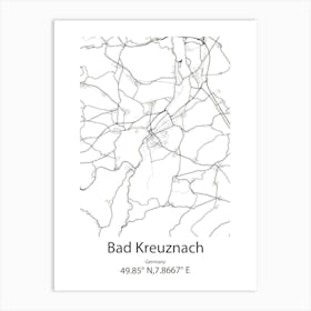 Bad Kreuznach,Germany Minimalist Map Art Print