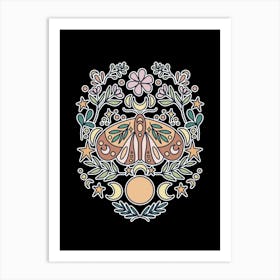 Magical Moon Moth | Black Art Print