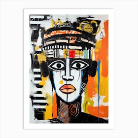 African portrait Basquiat style Art Print