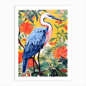 Colourful Bird Painting Great Blue Heron 7 Art Print