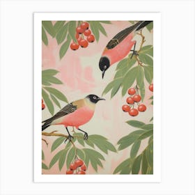 Vintage Japanese Inspired Bird Print Kiwi 3 Art Print