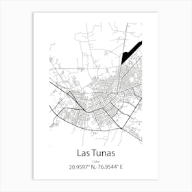 Las Tunas,Cuba Minimalist Map Art Print