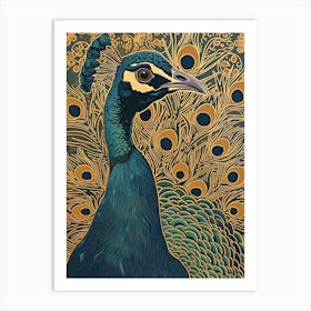 Blue Mustard Close Up Peacock Art Print