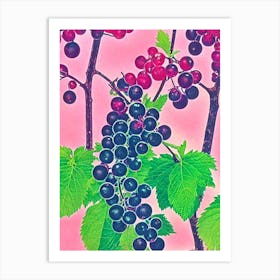 Black Currant Risograph Retro Poster Fruit Art Print