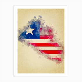 Liberia Flag Vintage Art Print