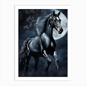 Horse In The Moonlight 1 Art Print