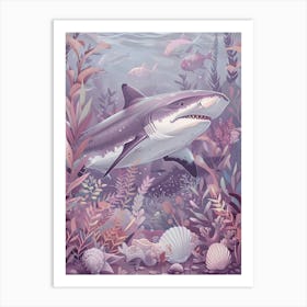 Purple Bull Shark In The Ocean Art Print
