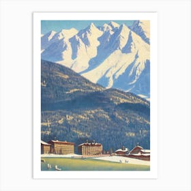 Kronplatz, Italy Ski Resort Vintage Landscape 3 Skiing Poster Art Print