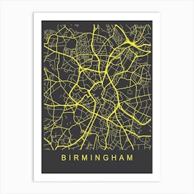 Birmingham Map Neon Art Print