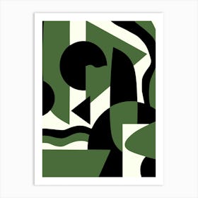 Geometrical Green Abstract Maximalist Art Print