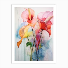 Abstract Flower Painting Flamingo Flower Art Print