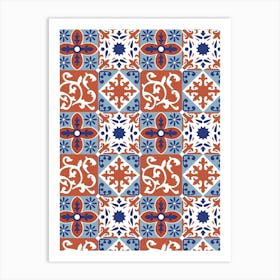 Azulejo - vector tiles, Portuguese tiles, Tile Pattern Art Print