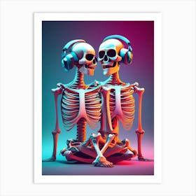 Skeleton Couple Art Print