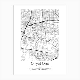 Qiryat Ono,Israel Minimalist Map Art Print