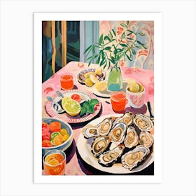 Mediterranean Seafood Lunch Summer Illustration 4 Art Print