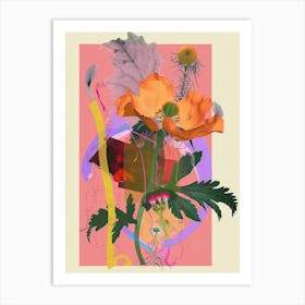 Buttercup 1 Neon Flower Collage Art Print