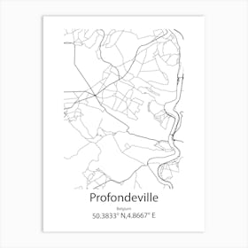 Profondeville,Belgium Minimalist Map Art Print