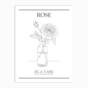 Rose In A Vase Line Drawing 2 Poster Art Print