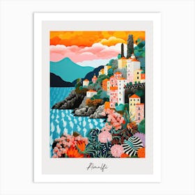 Poster Of Amalfi, Italy, Illustration In The Style Of Pop Art 2 Art Print