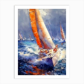 Sailboats In The Ocean sport Art Print