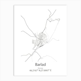 Barlad,Romania Minimalist Map Art Print