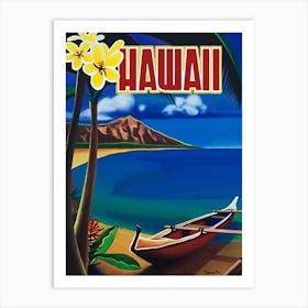 Hawaii, Lonely Boat On The Beach Art Print