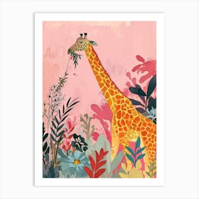 Pink Giraffe Watercolour Illustration Art Print