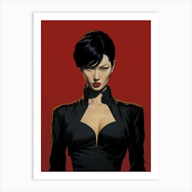 Young Asian Villain Lady In Black Art Print