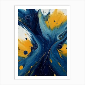 Blue And Yellow Abstract Painting 2 Art Print