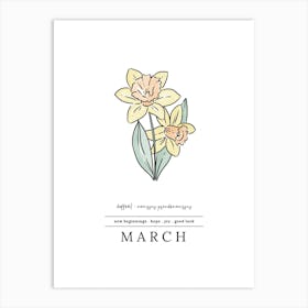 March Daffodil Birth Flower 2 Art Print