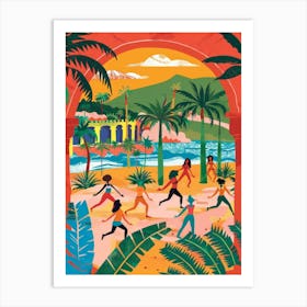 Beach Yoga Art Print