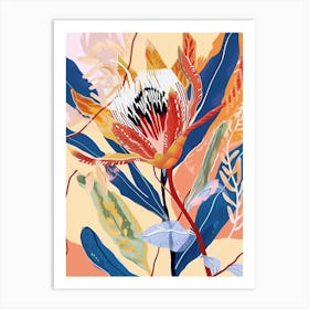 Colourful Flower Illustration Protea 1 Art Print