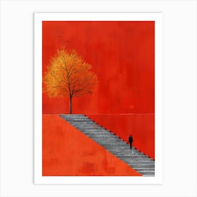 Tree On The Stairs Art Print