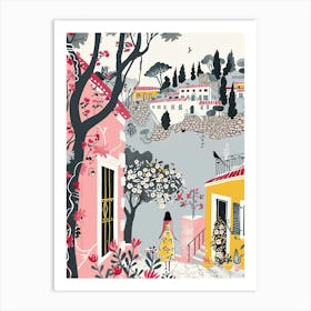 Walking in Athens illustration Art Print